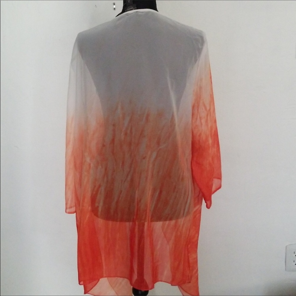 Chico’s Size 3 Large Ombré Jacket Cover Up gorgeous sunset summer breeze colors
